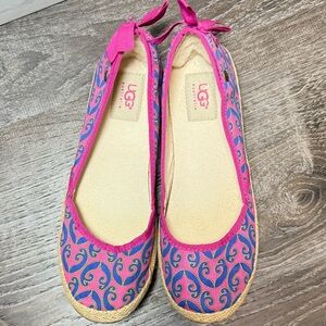 UGG Women's Tassy Marrakech Espadrille Printed Slip On Canvas Shoe Pink Size 7.5